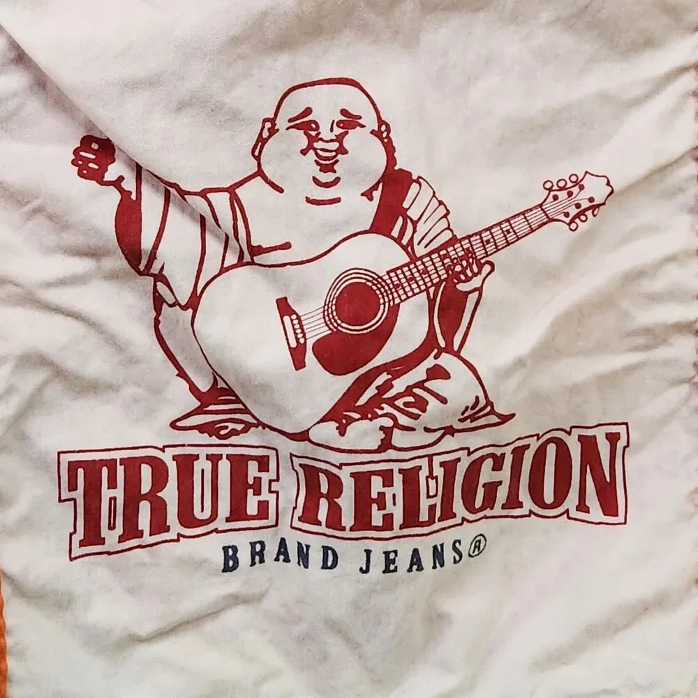 True Religion Retro Board Shorts Men's 40 Orange Swim Trunks Y2K 10